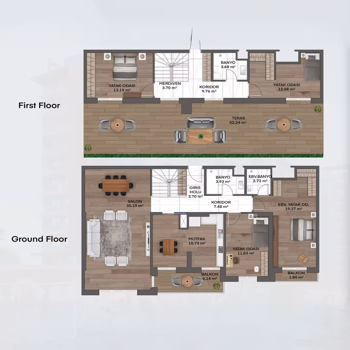 Valory Güneşli 4+1 apartment floor plan Block B - modern architecture and comfortable living spaces