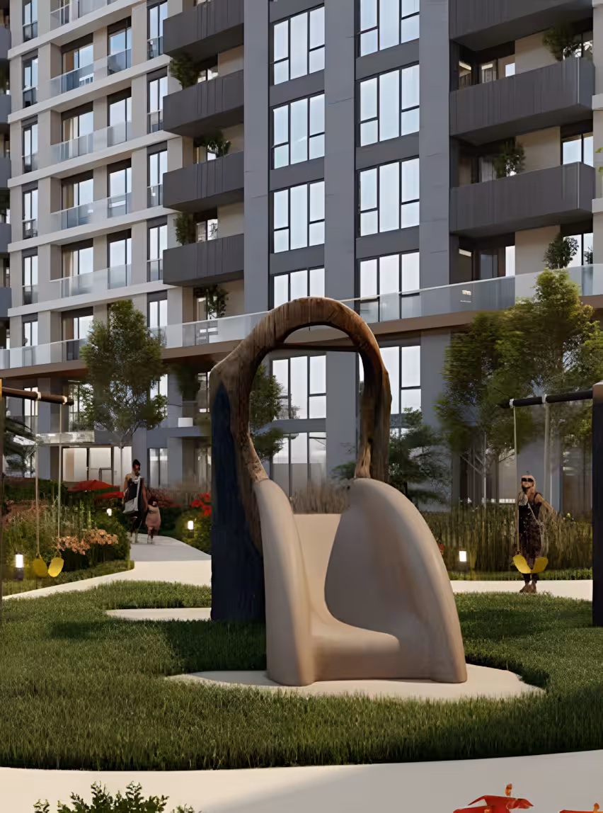 Valory Güneşli children's playground and landscape garden - art installations, green areas and family-friendly living space
